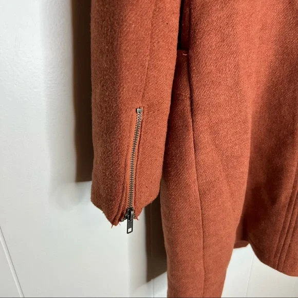 ICHI Coat Jacket Rust Pumpkin color Sz 38 Zíper Wool - Picture 5 of 9